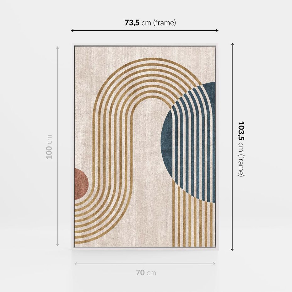 Obraz w ramie 70x100 - Melodia ukrytych snów - retro grafika, styl mid-century - rama biała