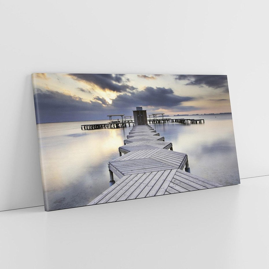 Obraz na płótnie 120x60 - Spokój nad Jeziorem - pomost, jezioro