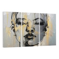 Obraz na płótnie 120x80 - Kobieta - Abstrakcyjne Malowidło - złote, usta abstrakcja