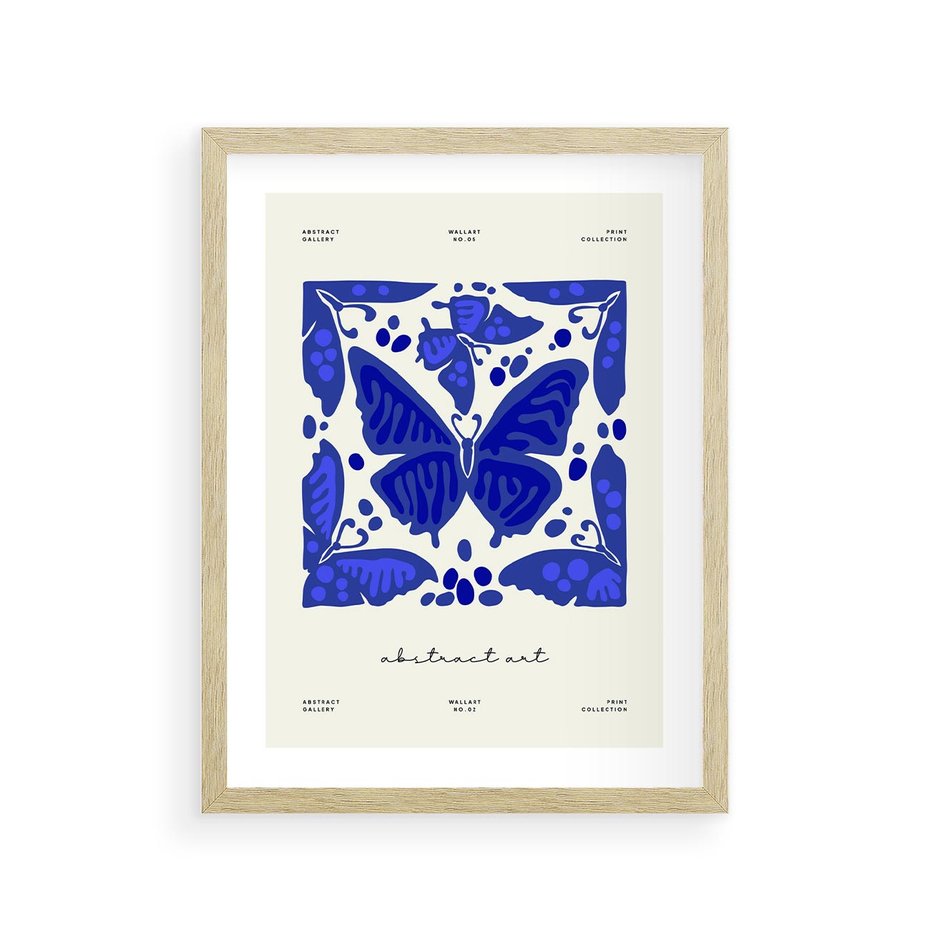 Plakat w ramie 30x40 - Wibracje Wnętrza - nowoczesny plakat, odcienie błękitu - rama drewno