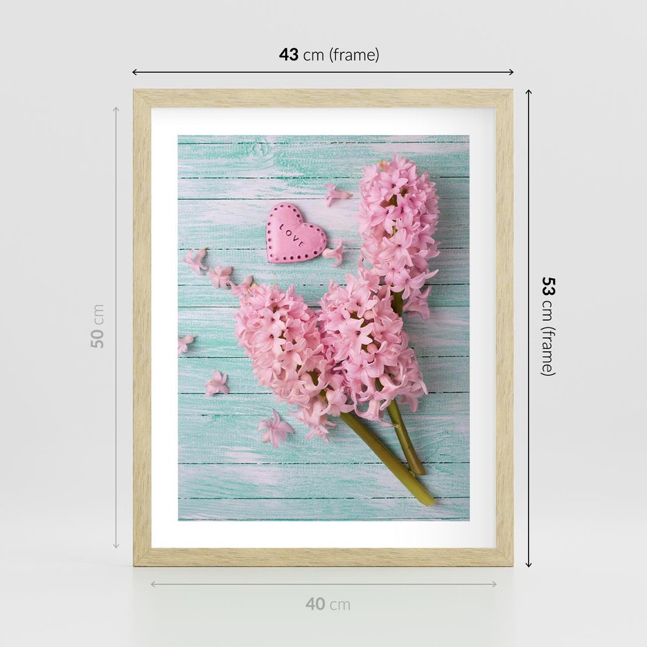 Plakat w ramie 40x50 - Hiacynty w Kwiatowej Kompozycji - hiacynty, kwiaty - rama drewno