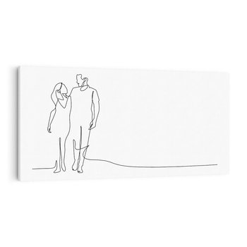 Obraz na płótnie 120x60 - Wspólne Kroki - line art, szkic