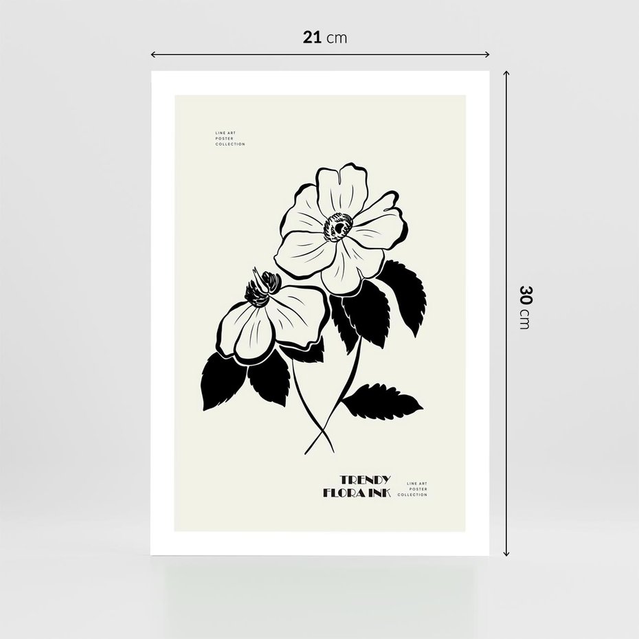 Plakat bez ramy 21x30 - Poezja kwiecistej kreski - kwiaty, minimalistyczne