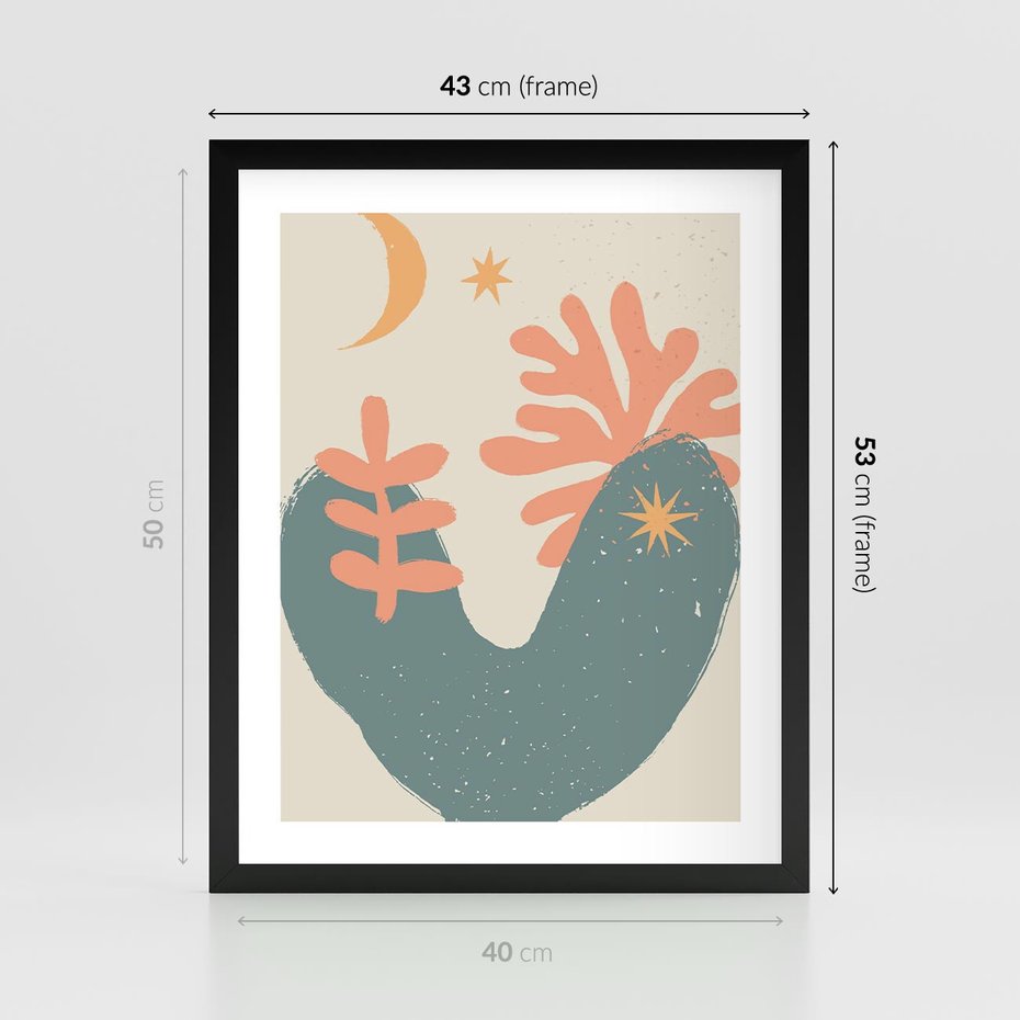 Plakat w ramie 40x50 - Energetyczne Kształty - boho formy, kształty - rama czarna