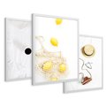 Zestaw obrazy w ramie 30x40 galeria - Moda, kapelusz, cytryny, wakacje, lato - rama biała