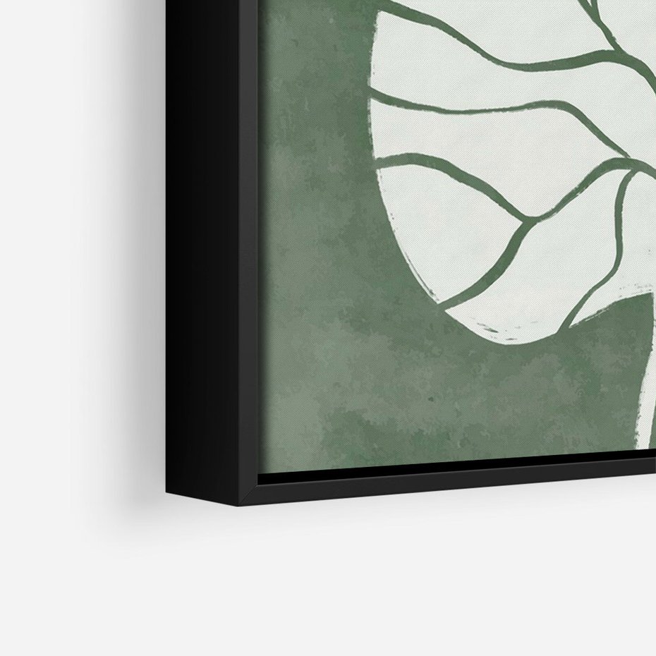 Obraz w ramie 70x100 - Migotliwe Wnętrze Zieleni - zielony plakat, roślinne motywy - rama czarna