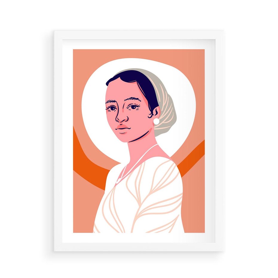 Plakat w ramie 50x70 - Kobieca Harmonia - nowoczesny plakat, styl retro - rama biała