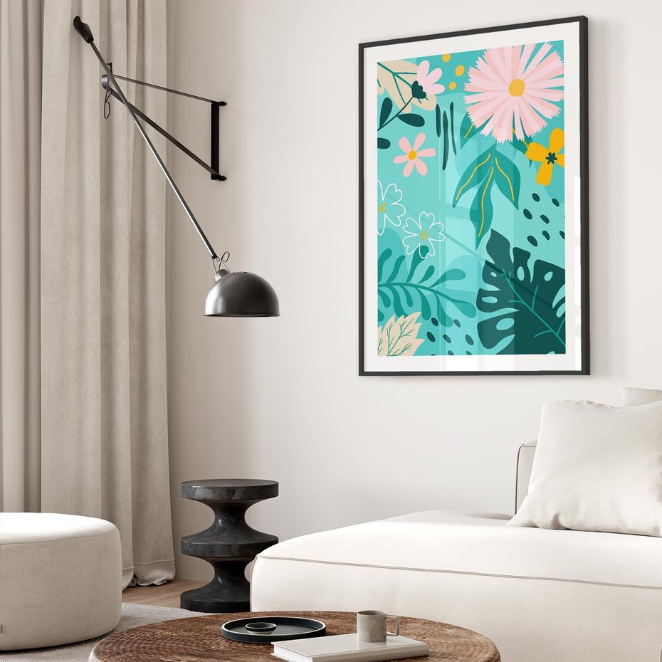 Plakat bez ramy 21x30 - Kwiatowe Wibracje - pastelowa kompozycja, kwiaty