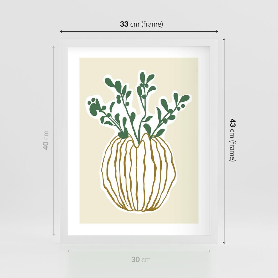 Plakat w ramie 30x40 - Przenikające Formy - abstrakcyjny plakat, kwiaty - rama biała