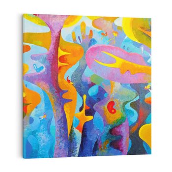 Obraz na płótnie 50x50 - Płomienne Tańce Abstrakcji - energetyczna abstrakcja, dziwne formy