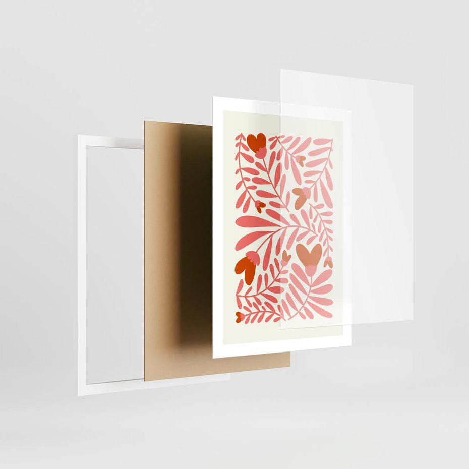 Plakat w ramie 50x70 - Taniec komplementarnych barw - kwiaty, pastelowe kolory - rama biała