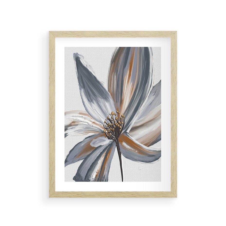 Plakat w ramie 30x40 - Olejne kwiaty - wyraz emocji - kwiaty, malowane - rama drewno