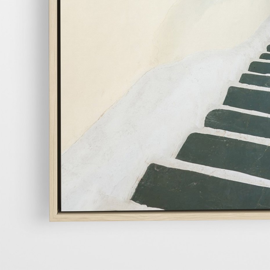 Obraz w ramie 80x120 - Malowniczy urok wyspy - Santorini, schodki - rama drewno