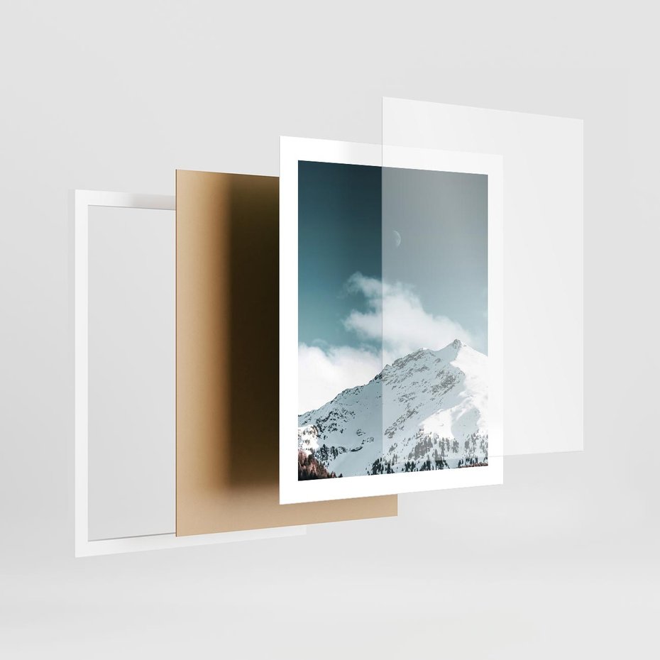 Plakat w ramie 40x50 - Nocna Magia w Górach - fotografia, śnieg - rama biała