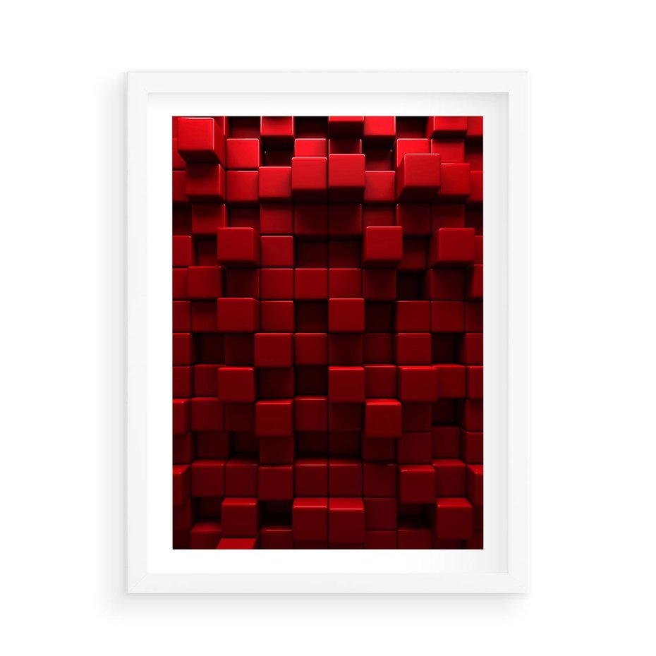 Plakat w ramie 50x70 - Geometryczne 3D: wizja przestrzeni - geometryczne, 3D - rama biała