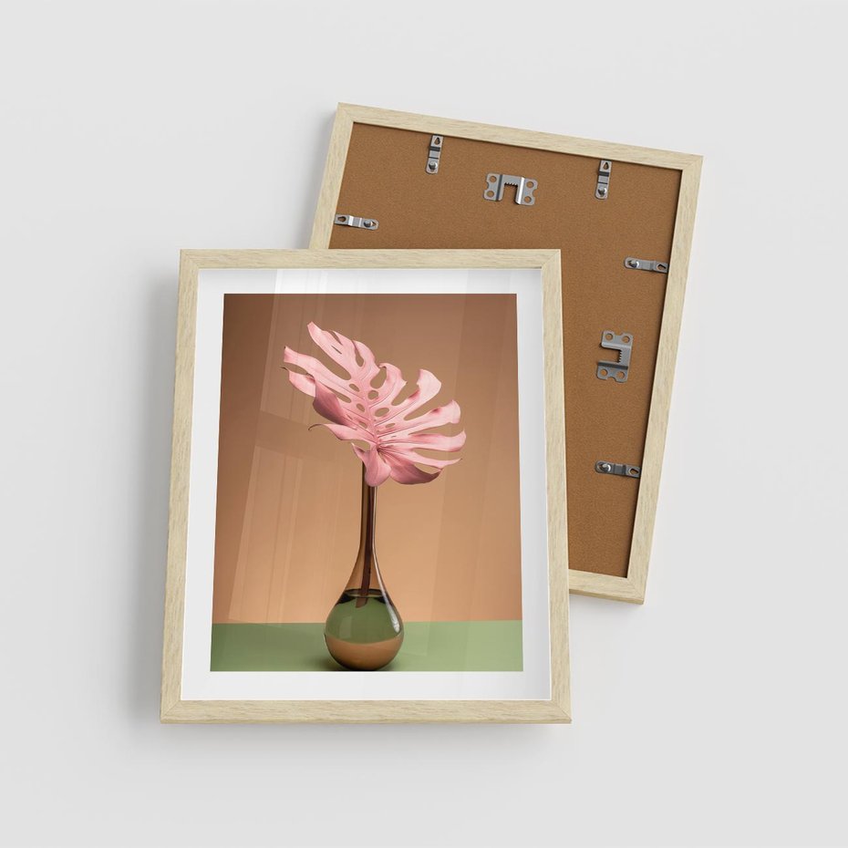 Plakat w ramie 40x50 - Wyjątkowy monstera - monstera, liść - rama drewno