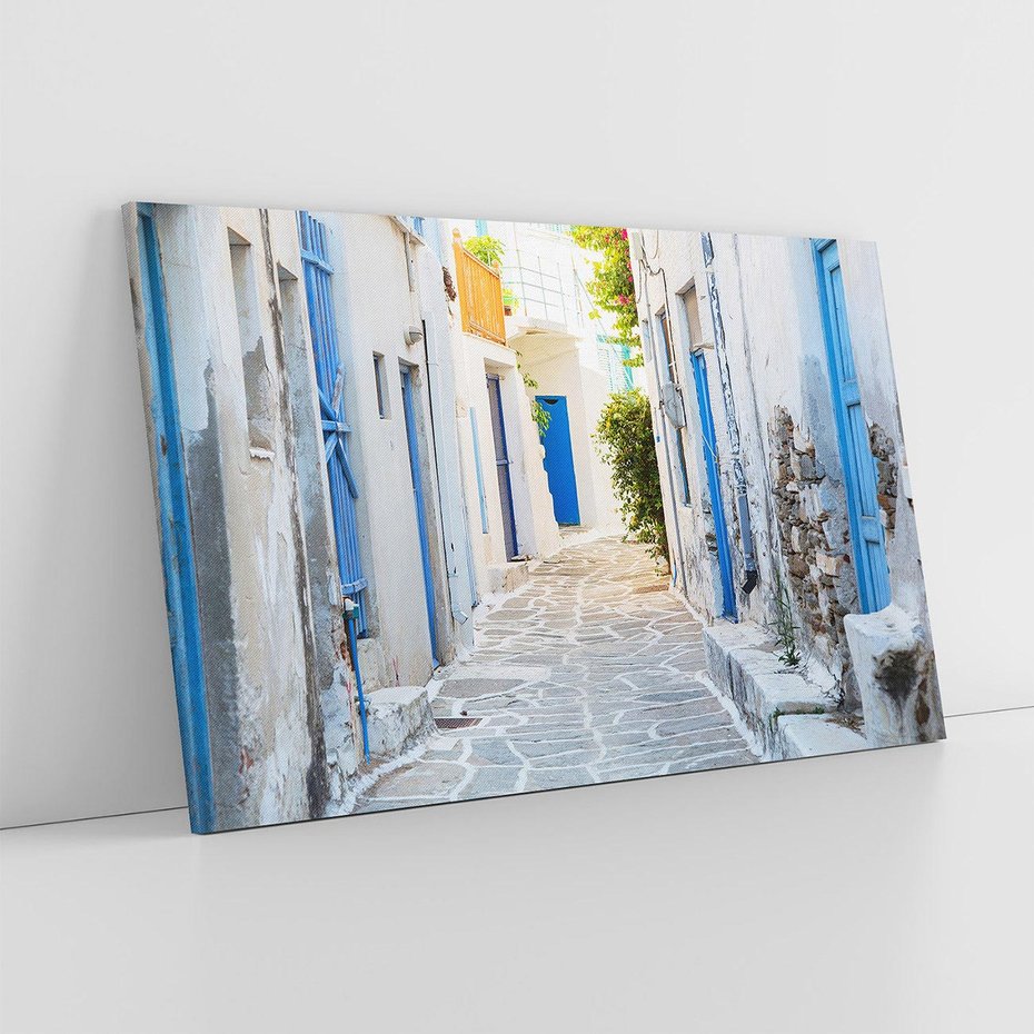 Obraz na płótnie 100x70 - Urok greckiej uliczki - Grecja, wyspa