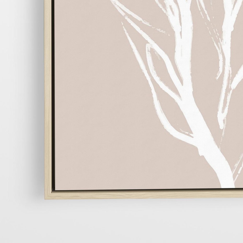 Obraz w ramie 80x80 - Impresje Pastelowych Nastrojów - minimalistyczny delikatny obraz, beżowe odcienie - rama drewno
