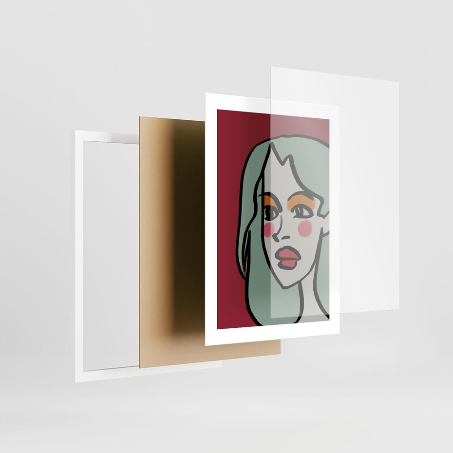 Plakat w ramie 30x40 - Ekspresja Linii - nowoczesny plakat, mocna linie - rama biała