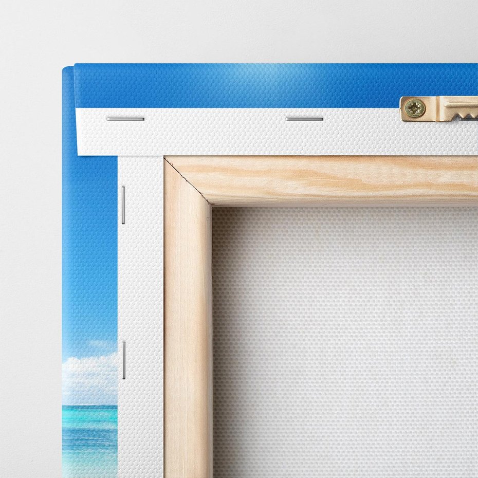 Obraz na płótnie 80x80 - Wakacyjne uniesienie: plaża i palma - plaża, morze