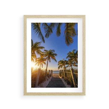 Plakat w ramie 40x50 - Rajskie palmy w tropikalnym raju - palmy, tropiki - rama drewno