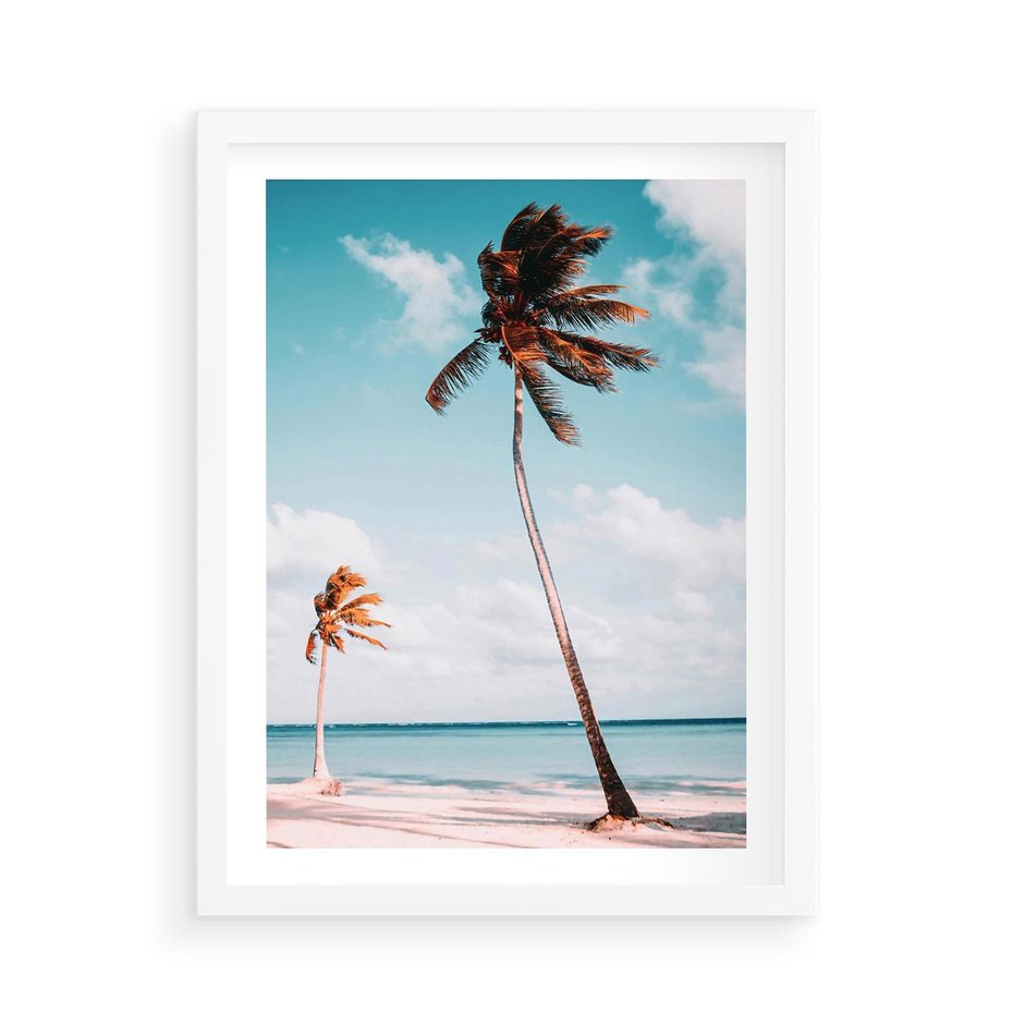 Plakat w ramie 50x70 - Raj na Ziemi - plaża, ocean - rama biała