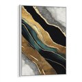 Obraz w ramie 50x70 - Refrakcje płynącej rzeczywistości - jak marmurowa rzeka, linie złota - rama biała