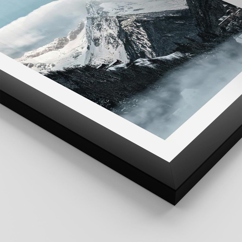 Plakat w ramie 40x50 - Magia Zimy w Górach - góry, śnieg - rama czarna