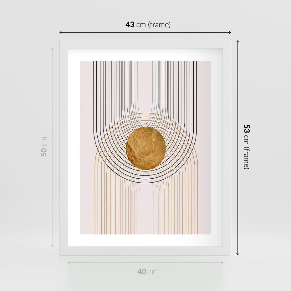 Plakat w ramie 40x50 - Złota Geometria - styl modern, złoto - rama biała