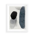 Plakat w ramie 50x70 - Abstrakcyjna Gra Szarości - abstrakcyjna grafika, akwarela - rama biała