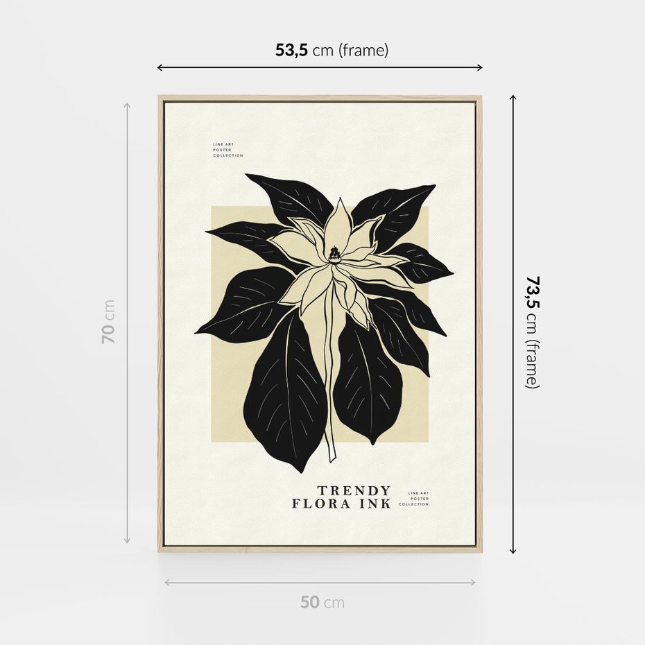 Obraz w ramie 50x70 - Melancholia przerywanych linii - wiaty, typografia - rama drewno