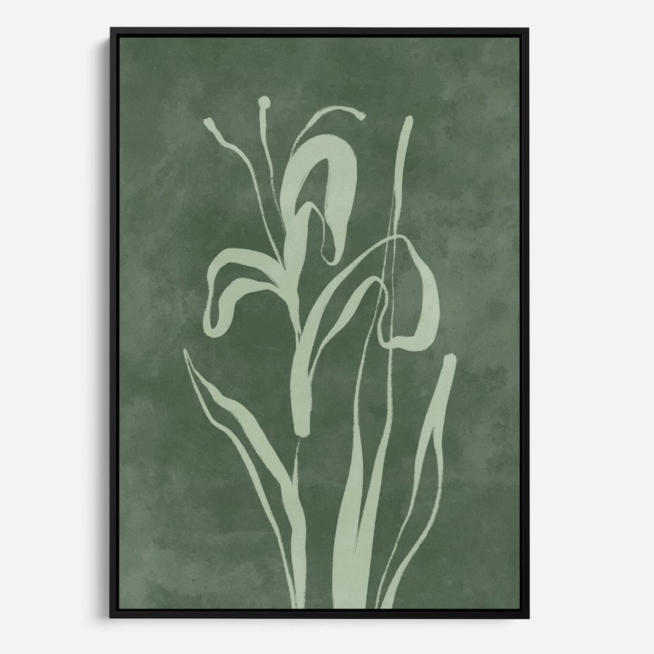 Obraz w ramie 70x100 - Zielony Oddech - zielona abstrakcja, zgaszona zieleń - rama czarna