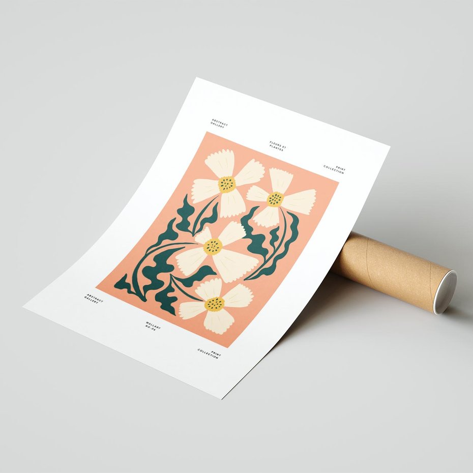 Plakat bez ramy 50x70 - Refleksje w roślinnym odbiciu - kwiatowa kompozycja, minimalizm