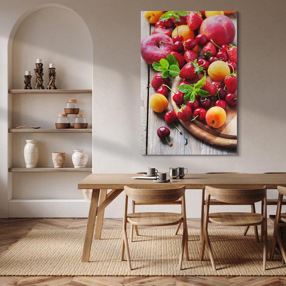 Obraz na płótnie 50x70 - Owoce w restauracji artystycznie - owoce, restauracja