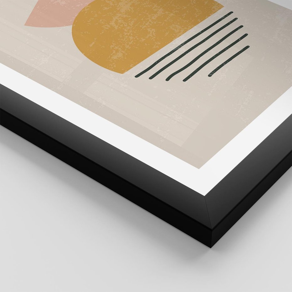 Plakat w ramie 50x70 - Krótka Forma - abstrakcyjna sztuka, boho kształty - rama czarna