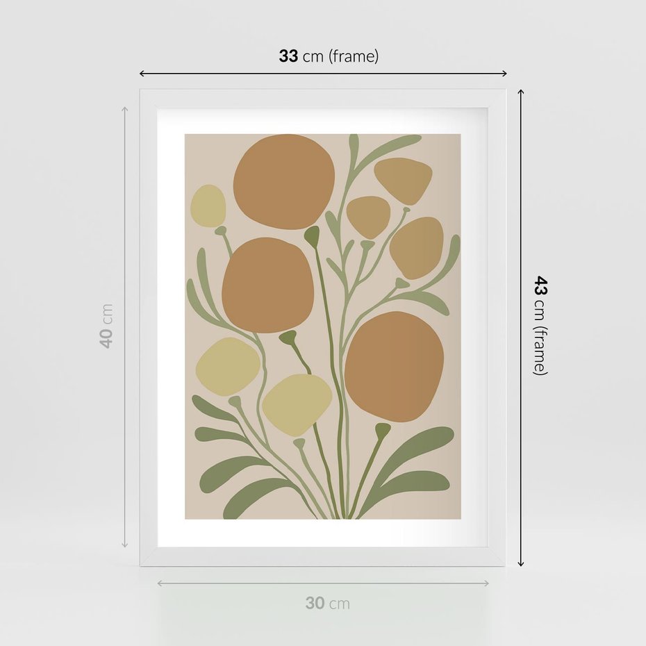 Plakat w ramie 30x40 - Uspokojenie Wśród Roślin - nowoczesny plakat, roślinność - rama biała