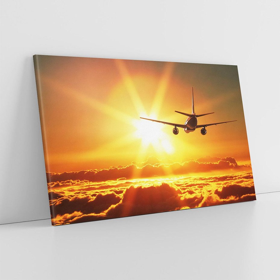 Obraz na płótnie 100x70 - Wolność podróży - samolot, słońce