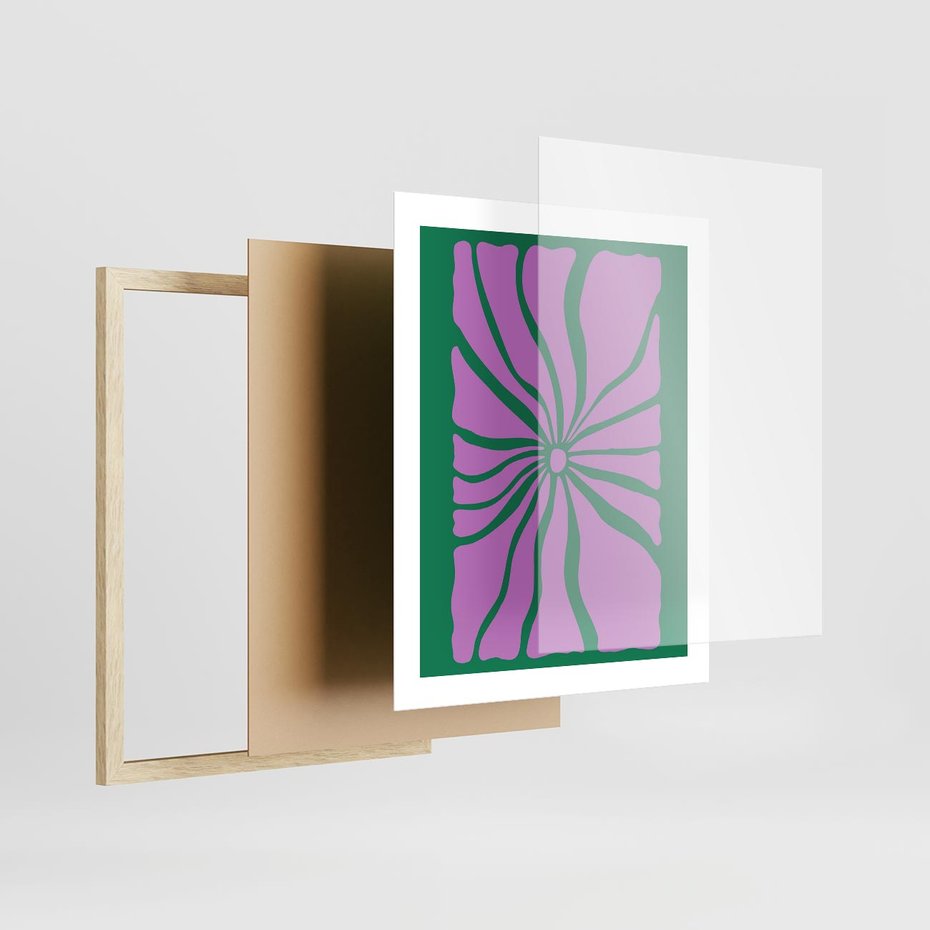 Plakat w ramie 40x50 - Bezczasowe Impresje - abstrakcyjny plakat, boho styl - rama drewno