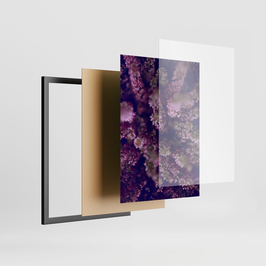 Zestaw obrazy w ramie 40x50 galeria - Wrzosy, lawenda, zachód, słońca - rama czarna