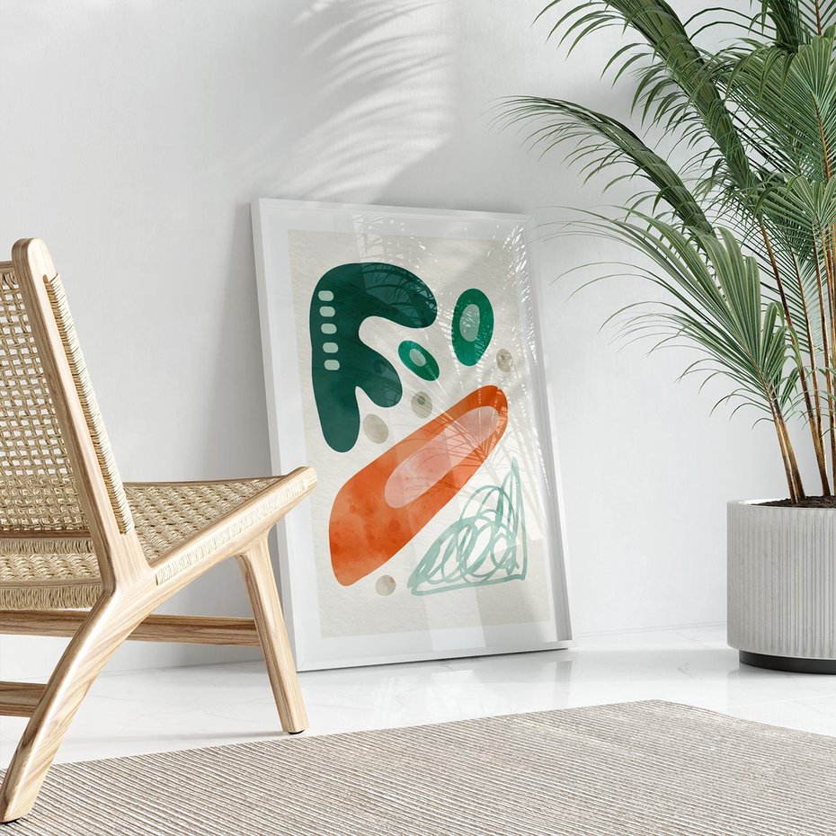 Plakat bez ramy 30x40 - Podróżne Wizje - abstrakcyjne plamy, zielony