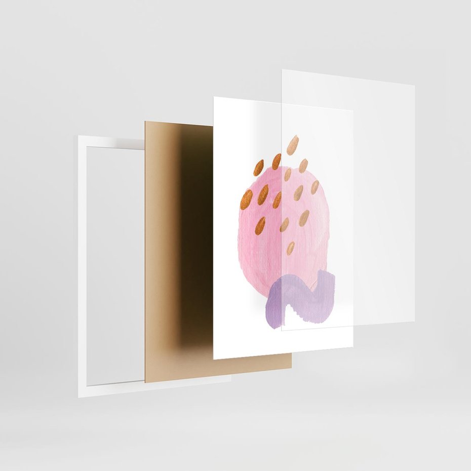 Plakat w ramie 30x40 - Migoczące Pastelowe Kształty - akwarela, minimalizm - rama biała