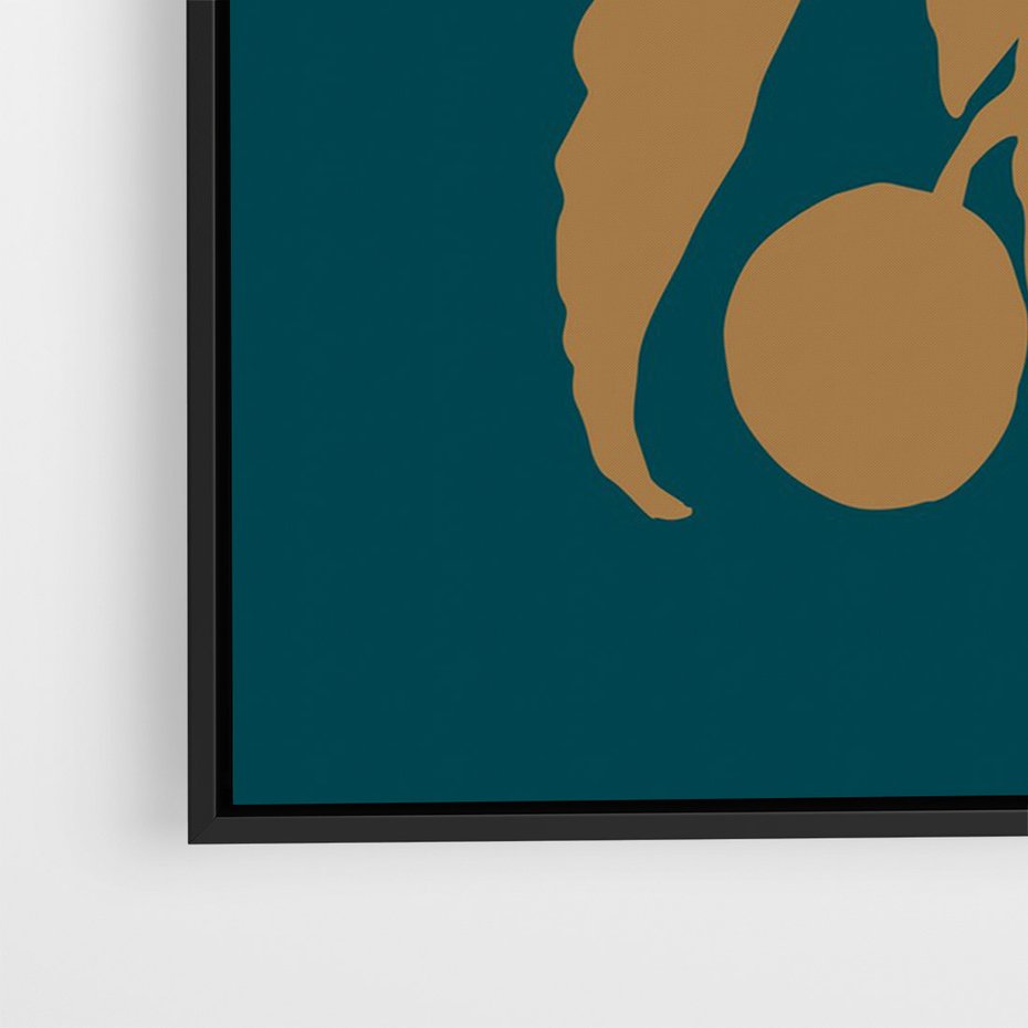 Obraz w ramie 70x100 - Boho Ekspresja Emocji - abstrakcyjna boho grafika, ciemne zielone tłó - rama czarna