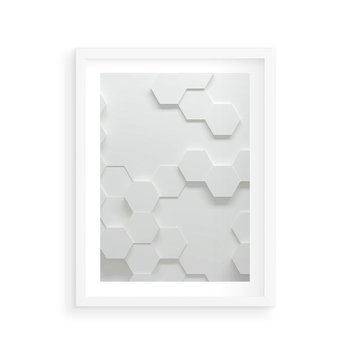 Plakat w ramie 30x40 - Przestrzenne Zabawy - geometryczne, 3D - rama biała