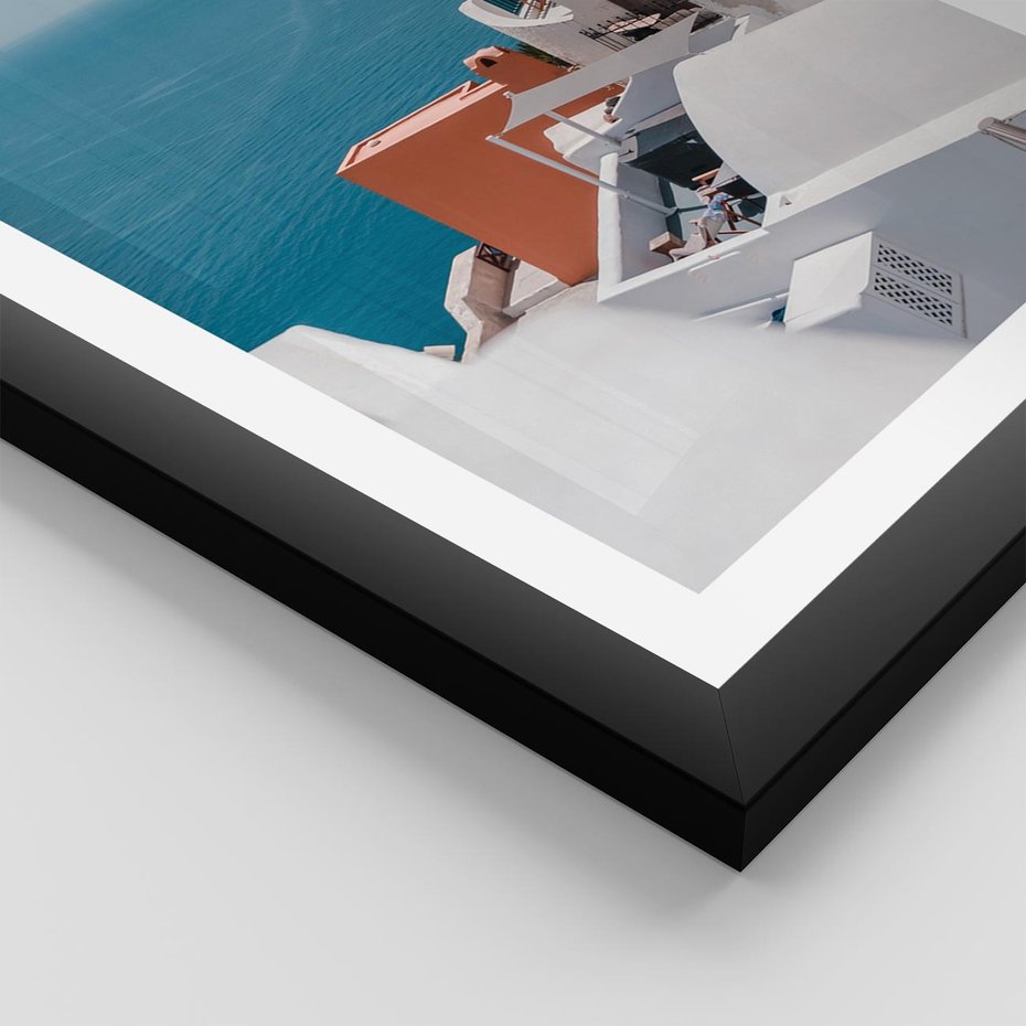 Plakat w ramie 30x40 - Magiczna Wyspa na Twojej Ścianie - Santorini, wyspa - rama czarna
