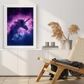 Plakat bez ramy 21x30 - Mityczna podróż - kosmos, jednorożec