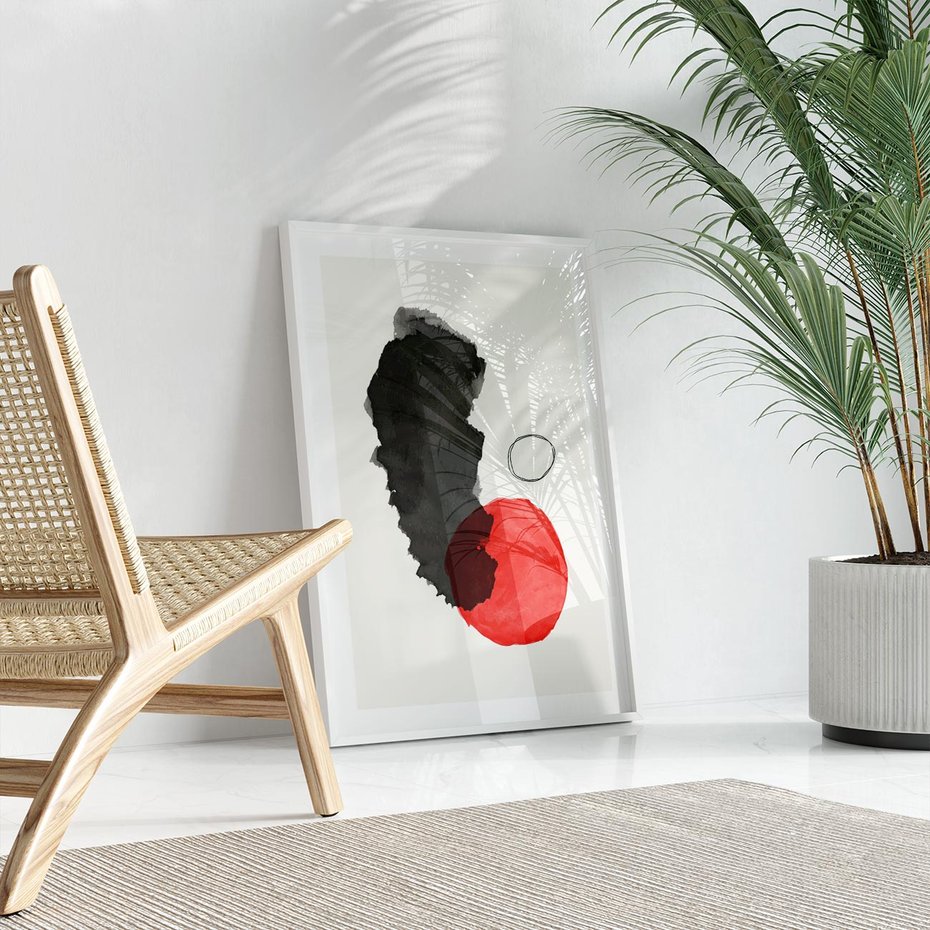 Plakat bez ramy 21x30 - Wibracje Linii - abstrakcyjne nieregularne plamy, czarny