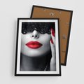 Plakat w ramie 50x70 - Piękno usta i szminka - usta, szminka - rama czarna