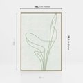 Obraz w ramie 80x120 - Zielona Równowaga Linii - abstrakcyjne delikatne zielone linie, nowoczesny plakat - rama drewno