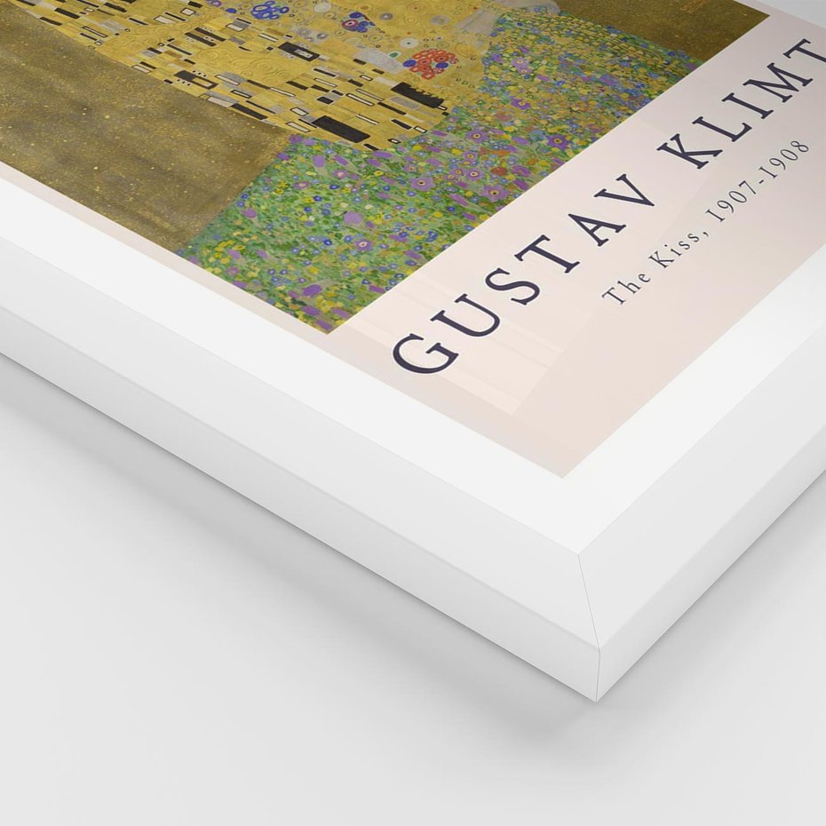 Plakat w ramie 30x40 - Sztuka Klimta - gustav klimt, pocałunek - rama biała