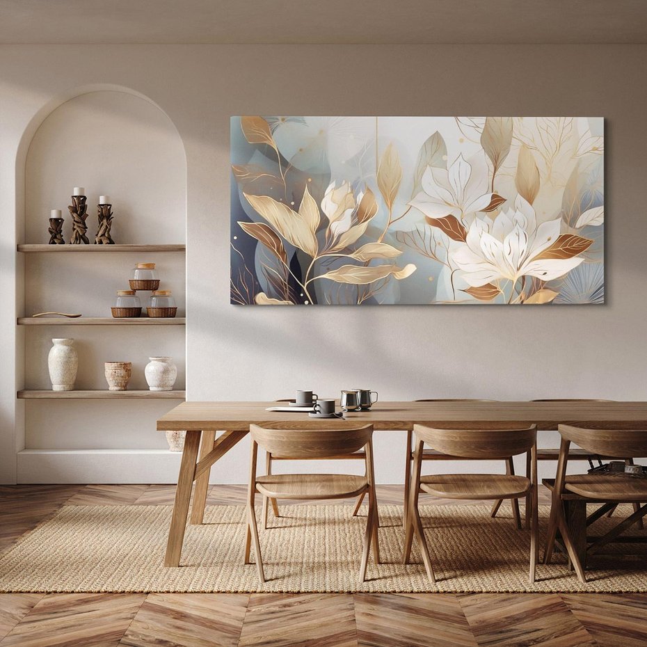 Obraz na płótnie 100x50 - Ekspresjonistyczny deszcz uczuć - grafika, złote kwiaty